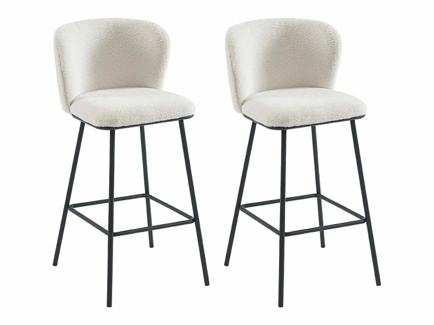 Online Conjunto de 2 taburetes de bar en tela bouclé y metal - - SENORASE Muebles De Bar|Taburete Alto