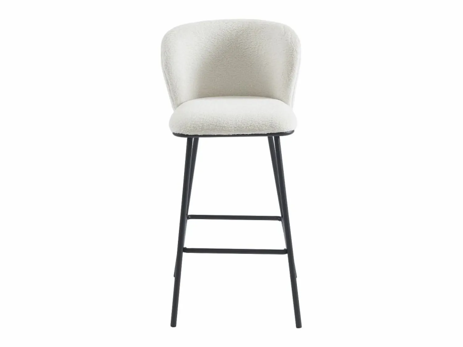 Online Conjunto de 2 taburetes de bar en tela bouclé y metal - - SENORASE Muebles De Bar|Taburete Alto