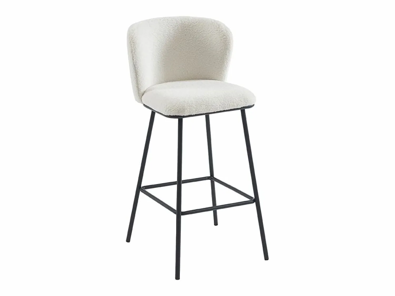 Online Conjunto de 2 taburetes de bar en tela bouclé y metal - - SENORASE Muebles De Bar|Taburete Alto