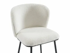 Online Conjunto de 2 taburetes de bar en tela bouclé y metal - - SENORASE Muebles De Bar|Taburete Alto