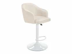 New Vente-unique Conjunto de 2 taburetes de bar de tela y metal - y blanco - CARSTEN Crema