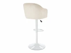 New Vente-unique Conjunto de 2 taburetes de bar de tela y metal - y blanco - CARSTEN Crema