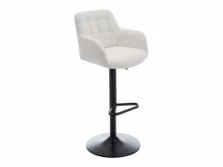 Hot Vente-unique Conjunto de 2 taburetes de bar de tela rizada y metal - Altura ajustable - - PEGA Blanco