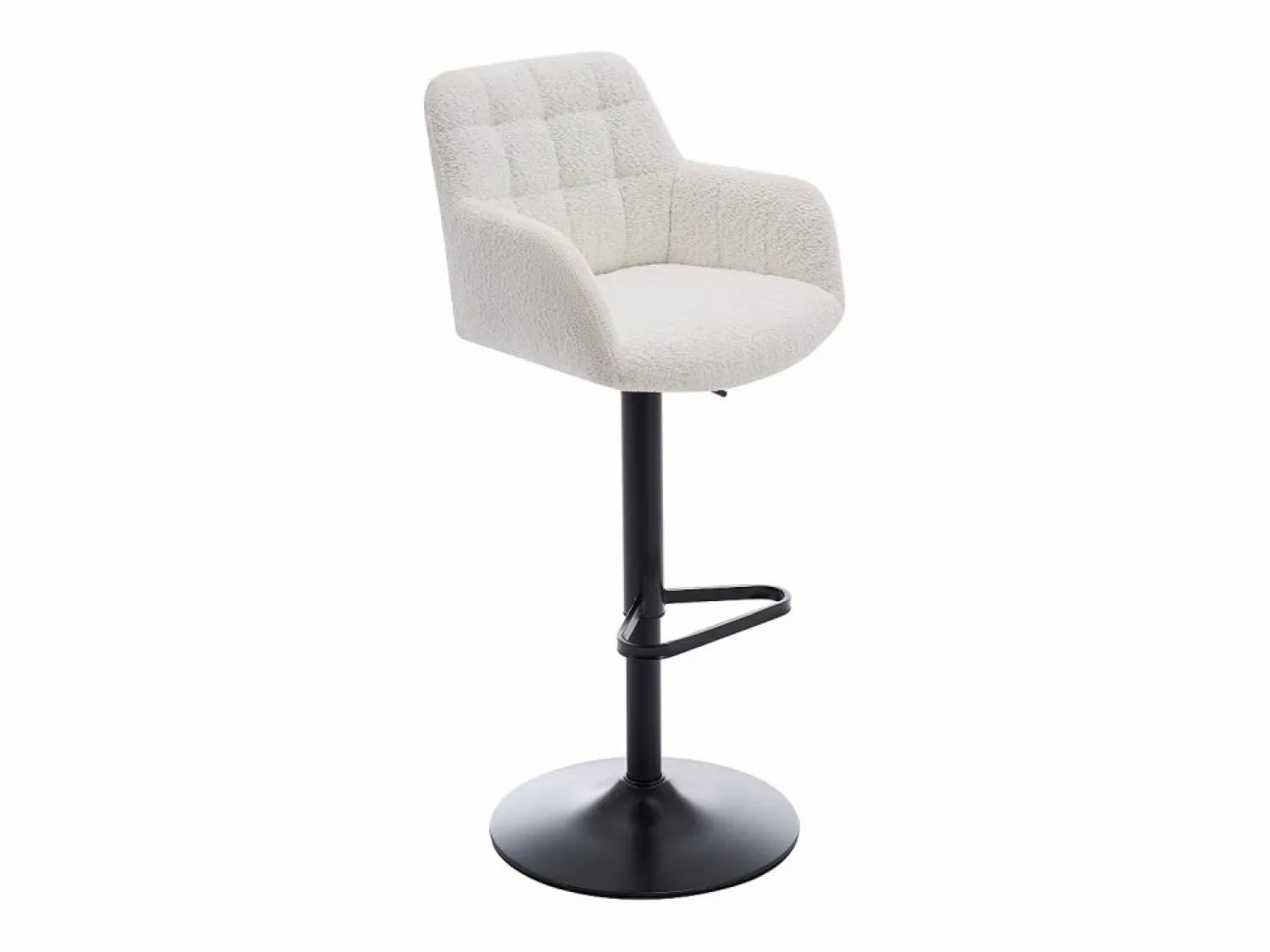 Hot Vente-unique Conjunto de 2 taburetes de bar de tela rizada y metal - Altura ajustable - - PEGA Blanco