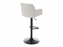 Hot Vente-unique Conjunto de 2 taburetes de bar de tela rizada y metal - Altura ajustable - - PEGA Blanco