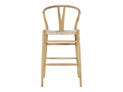 Vente-unique Conjunto de 2 taburetes de bar de teca y mimbre - Natural - POGIANA