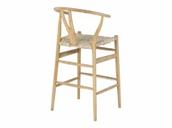 Vente-unique Conjunto de 2 taburetes de bar de teca y mimbre - Natural - POGIANA