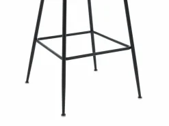 Vente-unique Conjunto de 2 taburetes de bar de tela rizada y metal negro - - TOYBA