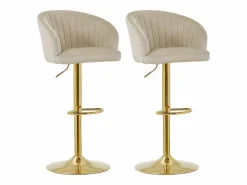 Vente-unique Conjunto de 2 taburetes de bar de terciopelo y metal - Altura regulable - - DORALIZ