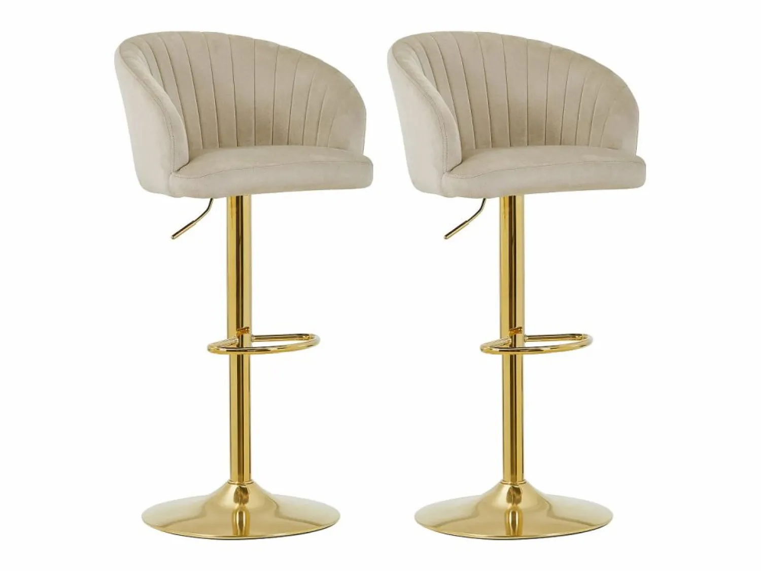 Vente-unique Conjunto de 2 taburetes de bar de terciopelo y metal - Altura regulable - - DORALIZ
