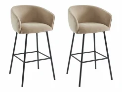 Vente-unique Conjunto de 2 taburetes de tela y metal negro - - LAZONI by Pascal Morabito