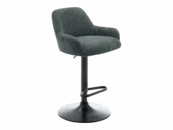 Best Conjunto de 2 taburetes de pana y metal negro - Altura ajustable - Verde - LILIYA Muebles De Bar|Taburete Alto