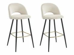 Clearance Conjunto de 2 taburetes de bar de pana y metal - - FINCHY by Pascal Morabito Muebles De Bar|Taburete Alto