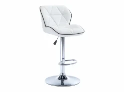 Conjunto de 2 taburetes de bar en piel sintética y acero cromado - Altura regulable - - CALVIN Muebles De Bar|Taburete Alto