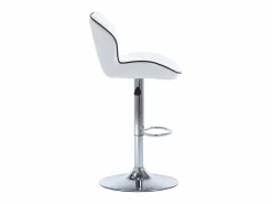 Conjunto de 2 taburetes de bar en piel sintética y acero cromado - Altura regulable - - CALVIN Muebles De Bar|Taburete Alto