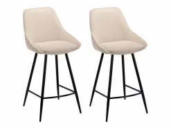 Vente-unique Conjunto de 2 taburetes de bar de terciopelo acanalado y metal negro - - MASURIE