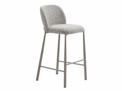 Outlet Conjunto de 2 taburetes en tela texturizada y metal topo - - JIZAK Muebles De Bar|Taburete Alto