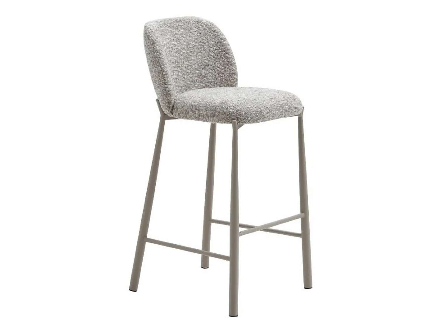 Outlet Conjunto de 2 taburetes en tela texturizada y metal topo - - JIZAK Muebles De Bar|Taburete Alto
