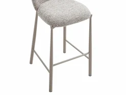 Outlet Conjunto de 2 taburetes en tela texturizada y metal topo - - JIZAK Muebles De Bar|Taburete Alto