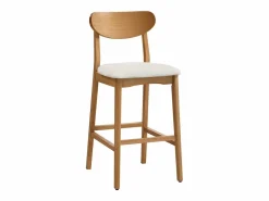 Hot Conjunto de 2 taburetes en tela texturizada y madera de hevea natural - - LERANIA Muebles De Bar|Taburete Alto