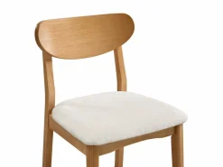 Hot Conjunto de 2 taburetes en tela texturizada y madera de hevea natural - - LERANIA Muebles De Bar|Taburete Alto