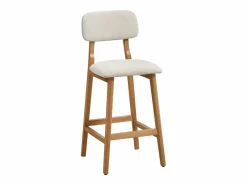 Vente-unique Conjunto de 2 taburetes en tela texturizada y madera de hevea natural - - LEDIRA