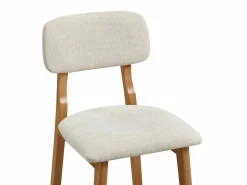 Vente-unique Conjunto de 2 taburetes en tela texturizada y madera de hevea natural - - LEDIRA