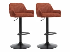 Vente-unique Conjunto de 2 taburetes en pana y metal negro - Altura regulable - - LILIYA
