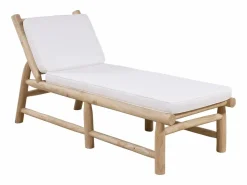 MYLIA Conjunto de 2 tumbonas de teca con colchón - Natural claro y blanco - TULUM de Color natural claro
