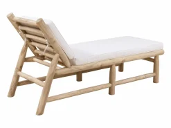 MYLIA Conjunto de 2 tumbonas de teca con colchón - Natural claro y blanco - TULUM de Color natural claro