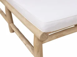MYLIA Conjunto de 2 tumbonas de teca con colchón - Natural claro y blanco - TULUM de Color natural claro