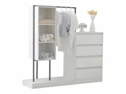 Conjunto de armario con cajones, aparador y barra para colgar ropa, 140x40x135cm.