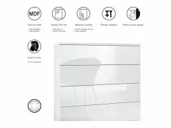 Clearance Conjunto de armario Vladon Hollywood, que consta de 1 cómoda con 4 cajones, 1 espejo y 1 juego de paneles de pared, mate/ de alto brillo. Blanco