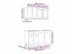 vidaxl Conjunto de armarios de cocina Lyon 4 pcs Roble ahumado