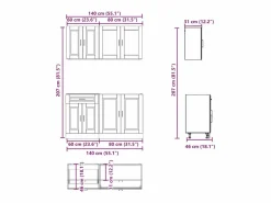 Clearance Conjunto de armarios de cocina "Porto" de 4 piezas de madera de ingeniería negra Cocina Completa