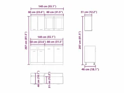 vidaxl Conjunto de armarios de cocina de 4 piezas "Lyon" de en madera de ingeniería de roble artesanal