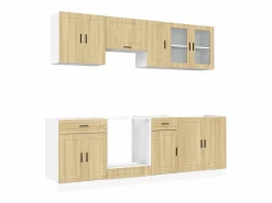 New vidaxl Conjunto de armarios de cocina "Porto" de 8 piezas de madera de ingeniería de roble Sonoma Marru00f3n