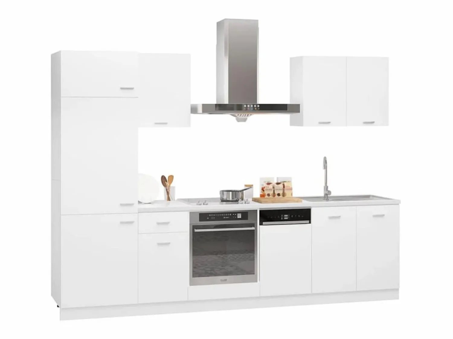 Best Conjunto de armarios de cocina de 7 piezas "Lyon" de madera de ingeniería blanca Cocina Completa