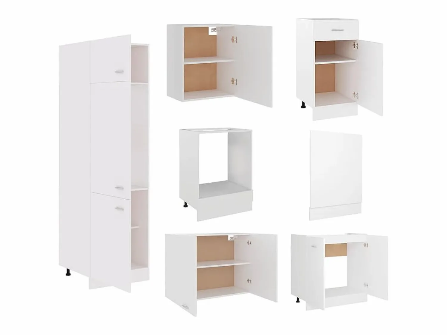 Best Conjunto de armarios de cocina de 7 piezas "Lyon" de madera de ingeniería blanca Cocina Completa