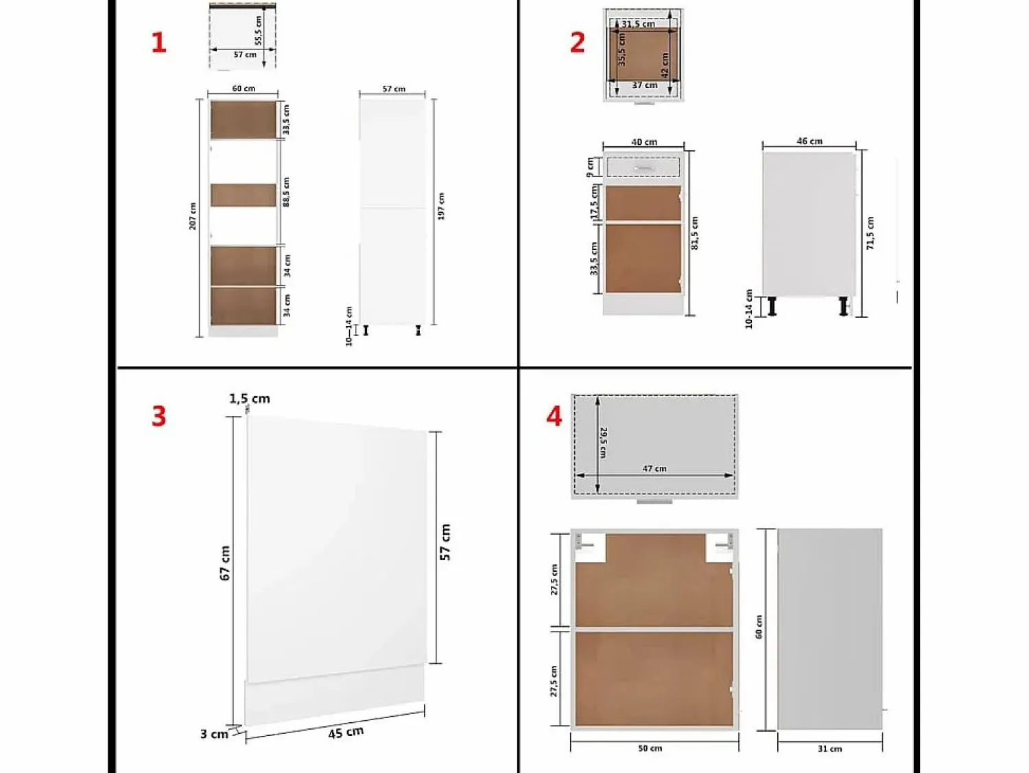 Best Conjunto de armarios de cocina de 7 piezas "Lyon" de madera de ingeniería blanca Cocina Completa