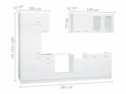 vidaxl Conjunto de armarios de cocina de 8 piezas "Lyon" de madera de ingeniería blanca