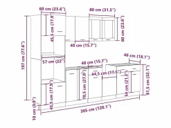 New Conjunto de armarios de cocina de 7 piezas "Lyon" de madera de ingeniería de roble artesanal Cocina Completa