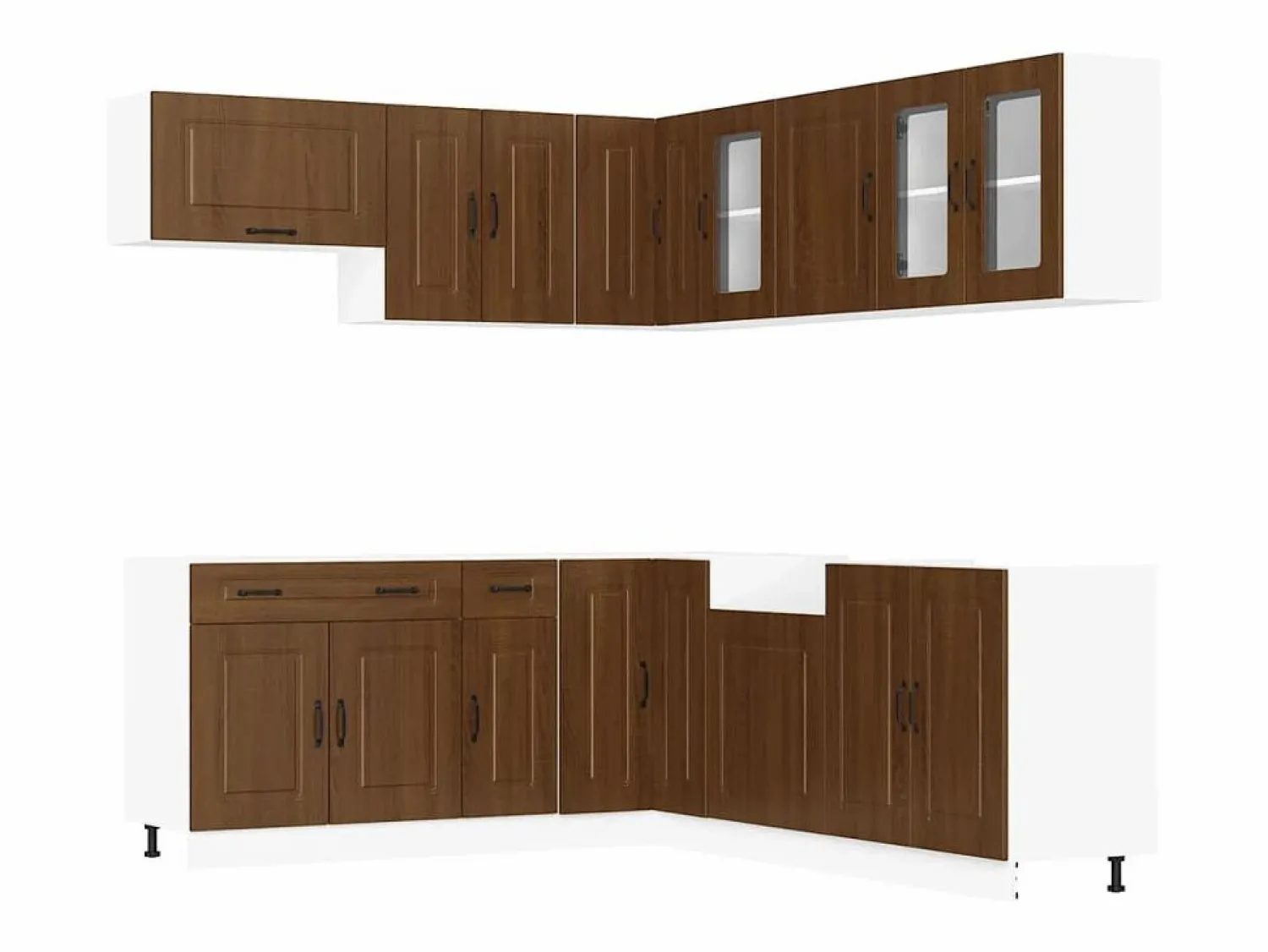 New Conjunto de armarios de cocina de 11 piezas "Kalmar" de madera de ingeniería de roble marrón Cocina Completa