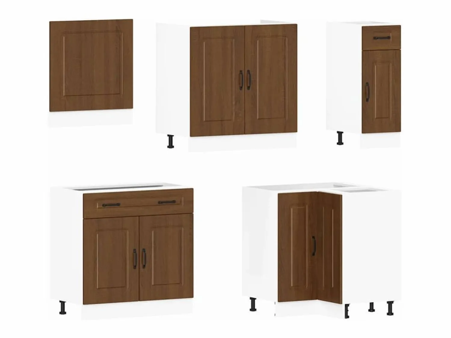 New Conjunto de armarios de cocina de 11 piezas "Kalmar" de madera de ingeniería de roble marrón Cocina Completa