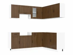 Conjunto de armarios de cocina de 11 piezas "Kalmar" de madera de ingeniería de roble marrón Cocina Completa