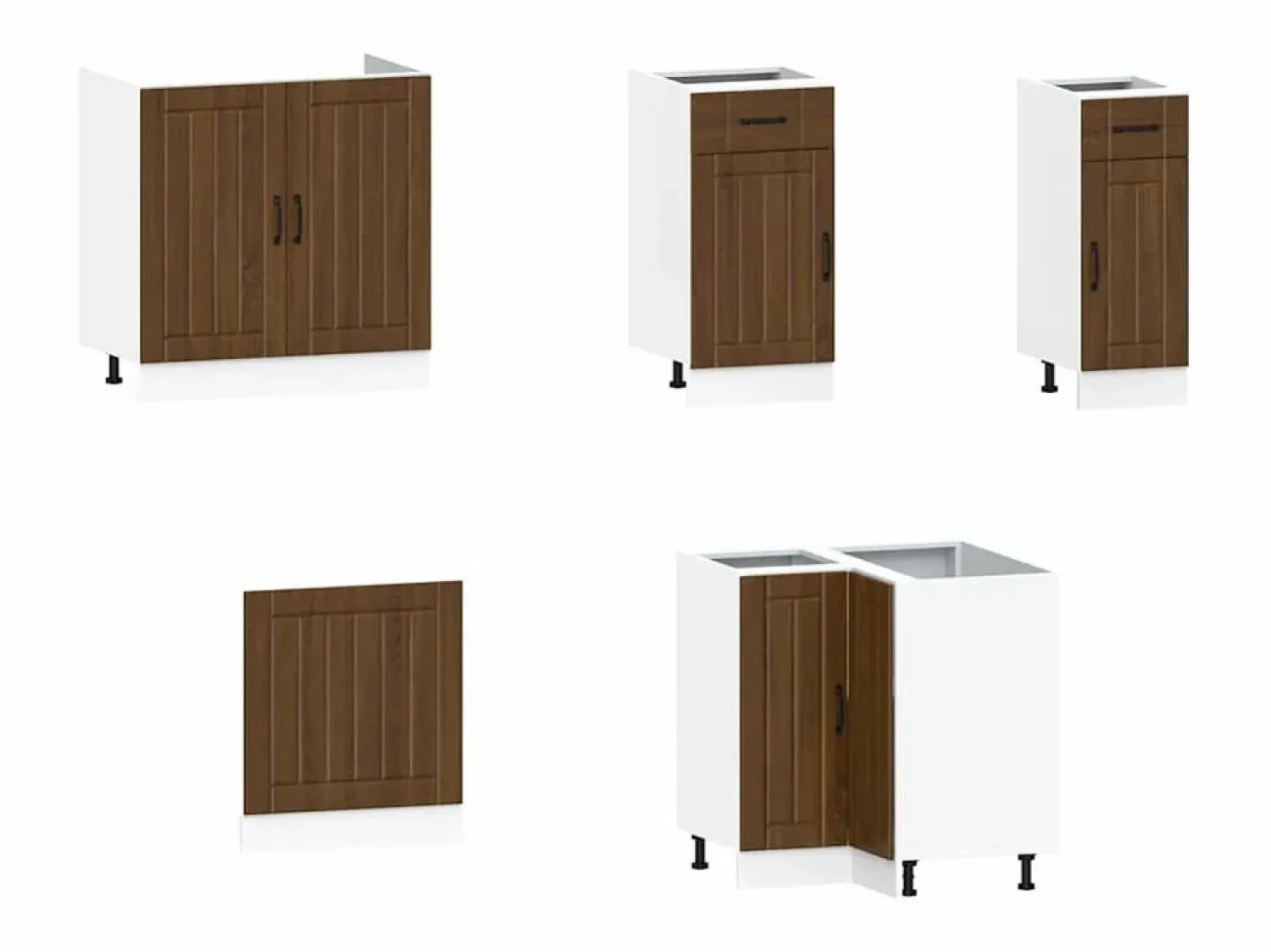 Conjunto de armarios de cocina de 11 piezas "Kalmar" de madera de ingeniería de roble marrón Cocina Completa