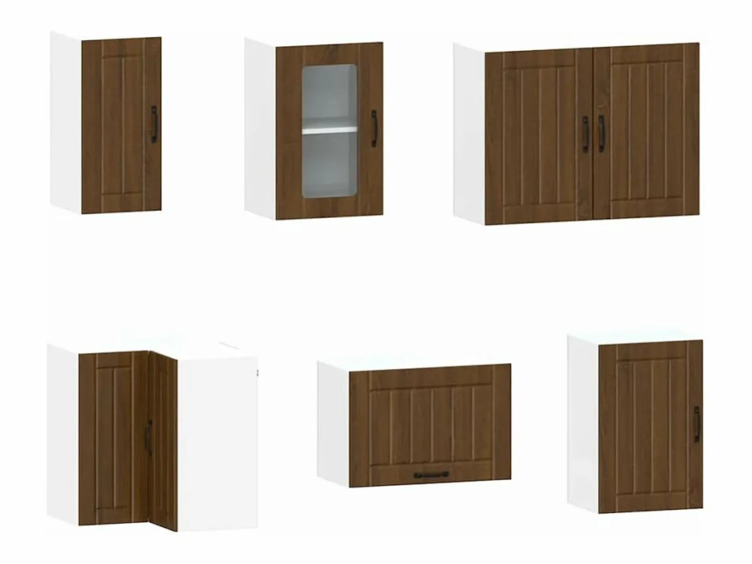 Conjunto de armarios de cocina de 11 piezas "Kalmar" de madera de ingeniería de roble marrón Cocina Completa