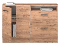 Sale Conjunto de armarios para techo inclinado roble dorado 120x46x81.6 rion Armario Para Buhardilla