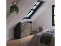 Online Conjunto de armarios para techo inclinado gris noble/antracita 120x46x81.6 rion Armario Para Buhardilla