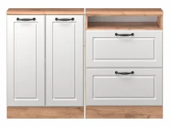 Vicco Conjunto de armarios para techo inclinado casa de campo blanca/roble dorado 120x46x81.6 rion